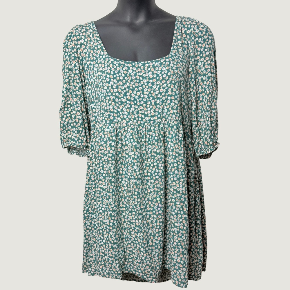 American Eagle Womens XL Baby Doll Floral 3/4 sleeve dress Floral Square Neck